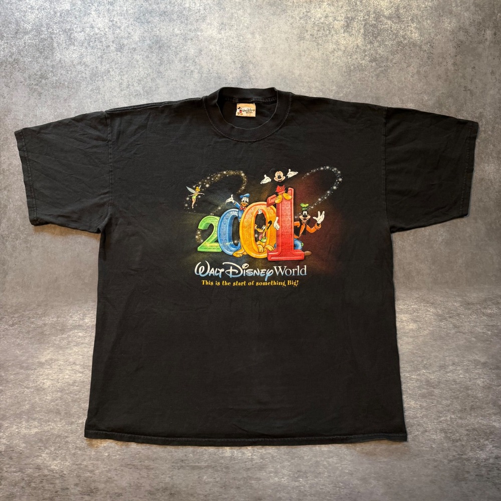 Vtg 2001 Walt Disney World T Shirt Mens XL Black Mickey Goofy Donald Theme Park